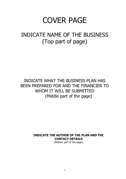 COVER PAGE  INDICATE NAME OF THE BUSINESS (Top part of page)