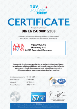 CERTIFICATE DIN EN ISO 9001:2008 englisch