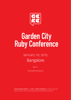 Garden City Ruby Conference Bangalore January 10, 2015