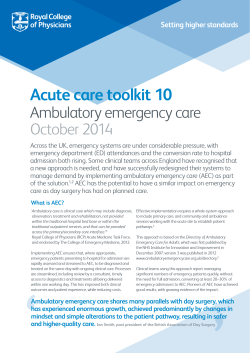 Acute care toolkit 10 Ambulatory emergency care October 2014