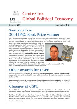 Centre for Global Political Economy Sam Knafo is 2014 IPEG Book Prize winner