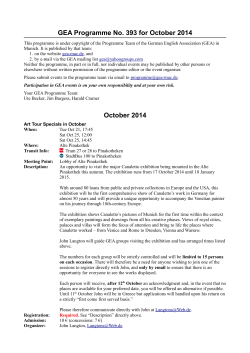 GEA Programme No. 393 for October 2014