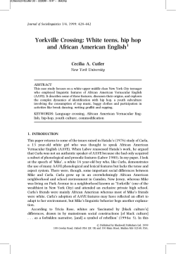Yorkville Crossing: White teens, hip hop and African American English