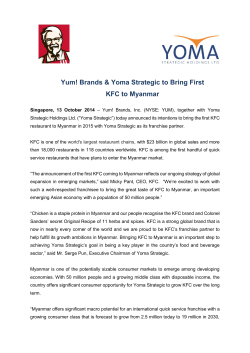 Yum! Brands &amp; Yoma Strategic to Bring First KFC to Myanmar