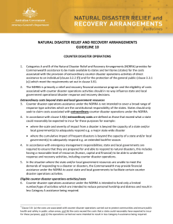 NATURAL DISASTER RELIEF AND RECOVERY ARRANGEMENTS GUIDELINE 10 COUNTER DISASTER OPERATIONS