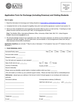 Application Form for Exchange (including Erasmus) and Visiting Students