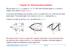 Chapter 24. Shortest path problems G V , E u, v