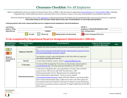 Clearance Checklist: