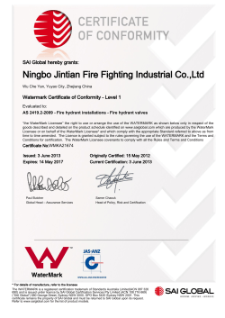 Ningbo Jintian Fire Fighting Industrial Co.,Ltd SAI Global hereby grants: