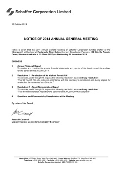 NOTICE OF 2014 ANNUAL GENERAL MEETING