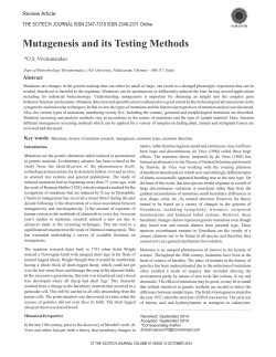 Mutagenesis and its Testing Methods Review Article *O.S. Vivekanandan