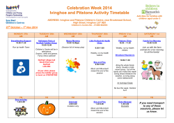 Celebration Week 2014 Ivinghoe and Pitstone Activity Timetable