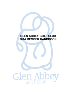 GLEN ABBEY GOLF CLUB 2014 MEMBER HANDBOOK
