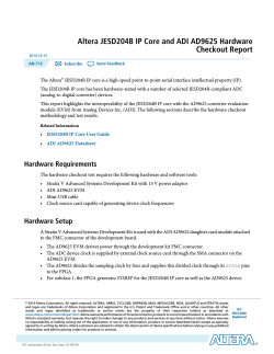 Altera JESD204B IP Core and ADI AD9625 Hardware Checkout Report