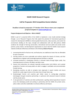 MAIZE CGIAR Research Program  Call for Proposals: 2014 Competitive Grants Initiative