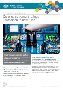 Co-pilot instrument ratings – transition to new rules REGULATION REFORM