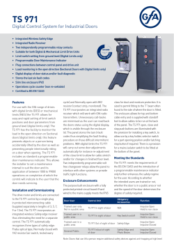 TS 971 Digital Control System for Industrial Doors Features