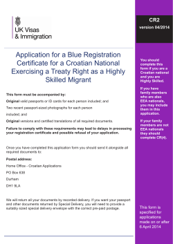 Application for a Blue Registration Certificate for a Croatian National