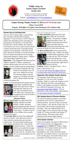 Wildlife Action, Inc. Upstate Chapter Newsletter October 2014