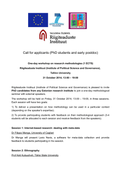 Call for applicants (PhD students and early postdoc)