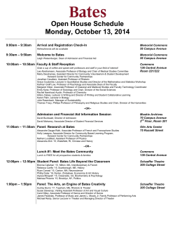 Open House Schedule Monday, October 13, 2014