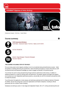 10259NAT Diploma of Arts (Acting) Course summary