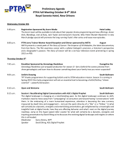 Preliminary Agenda PTPA Fall Meeting October 8-9 2014 Royal Sonesta Hotel, New Orleans