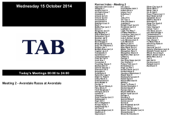 Wednesday 15 October 2014 Runner Index - Meeting 2