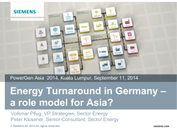 Energy Turnaround in Germany – a role model for Asia?