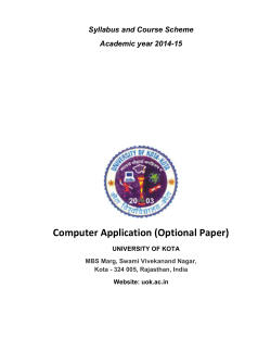 Computer Application (Optional Paper) Syllabus and Course Scheme Academic year 2014-15