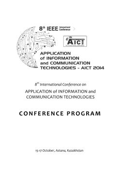 C O N F E R E N C E ... APPLICATION of INFORMATION and COMMUNICATION TECHNOLOGIES