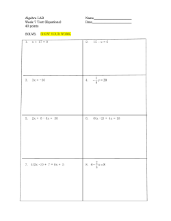 Algebra LAB  Name_________________________ Week 7 Test (Equations)
