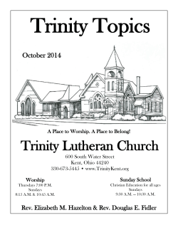 Trinity Topics Trinity Lutheran Church October 2014