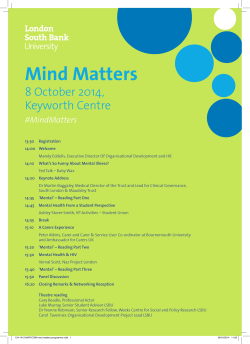 Mind Matters 8 October 2014, Keyworth Centre #MindMatters