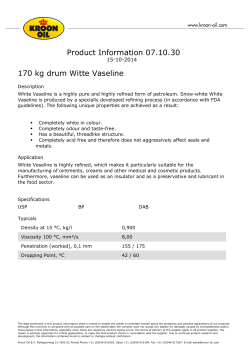 Product Information 07.10.30 170 kg drum Witte Vaseline 15-10-2014