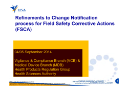 Refinements to Change Notification process for Field Safety Corrective Actions (FSCA)