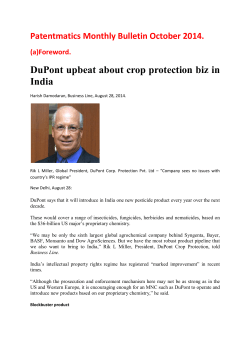 DuPont upbeat about crop protection biz in India (a)Foreword.