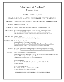 “Autumn at Ashland” Breeders Show FEATURING CSHA, OPEN AND SPORT PONY DIVISIONS