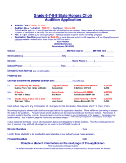 Grade 6-7-8-9 State Honors Choir Audition Application  Audition Date: