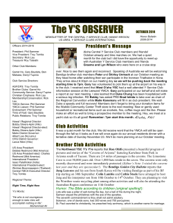 The Y'S OBSERVER  President’s Message