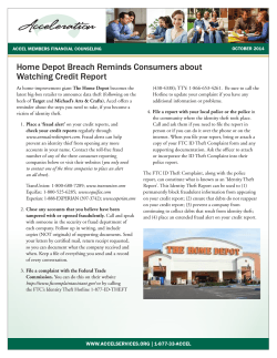 Home Depot Breach Reminds Consumers about Watching Credit Report