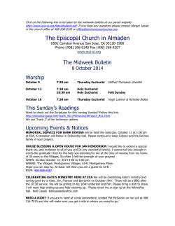 The Episcopal Church in Almaden The Midweek Bulletin Worship