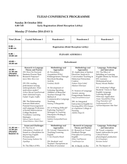 TLEIA5 CONFERENCE PROGRAMME  Sunday 26 October 2014