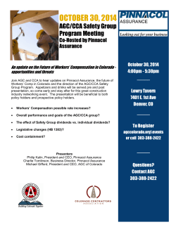 OCTOBER 30, 2014  AGC/CCA Safety Group Program Meeting