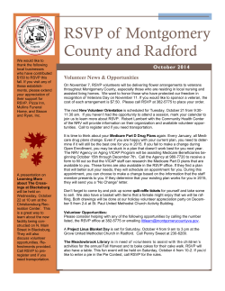 RSVP of Montgomery County and Radford Volunteer News &amp; Opportunities October 2014