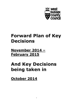 Forward Plan of Key Decisions And Key Decisions
