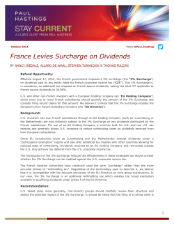 France Levies Surcharge on Dividends Y ,