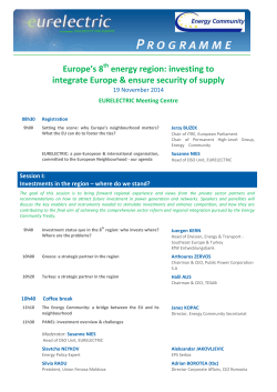 Europe’s 8 energy region: investing to 19 November 2014