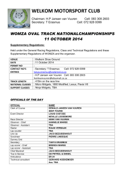 WELKOM MOTORSPORT CLUB  WOMZA OVAL TRACK NATIONALCHAMPIONSHIPS 11 OCTOBER 2014