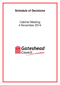 Schedule of Decisions Cabinet Meeting 4 November 2014